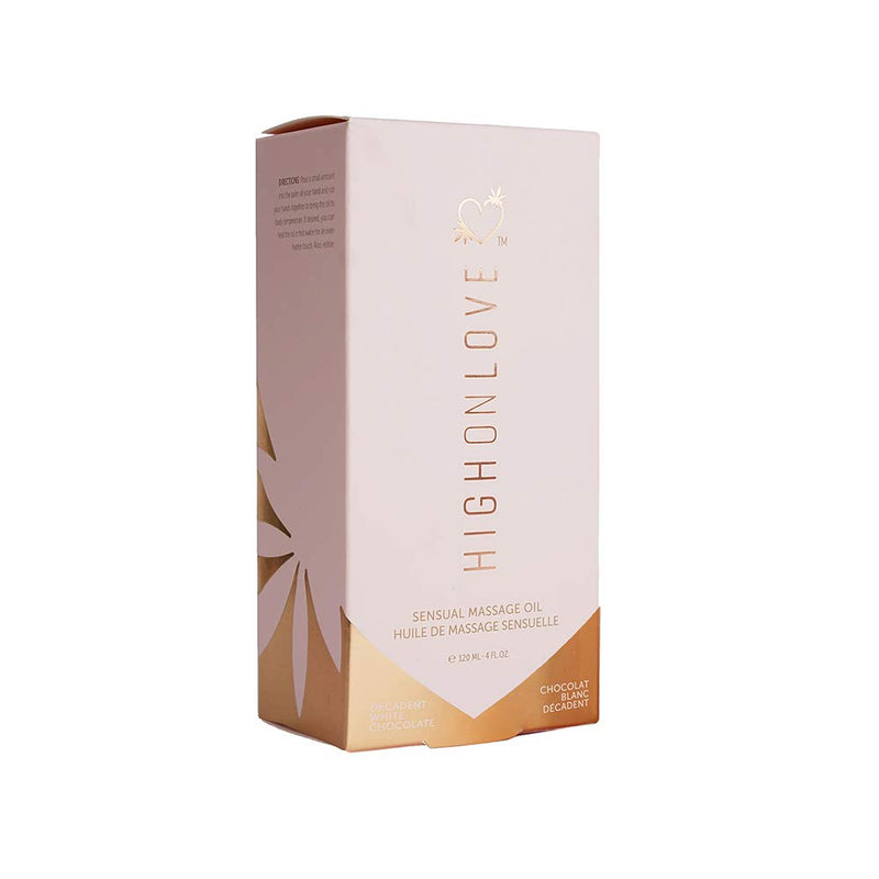 HighOnLove Sensual Massage Oil - Natural Massage Oil Made with Hemp Seed Oil (120 ml) (Decadent White Chocolate)