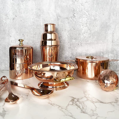 Coppermill Kitchen | Vintage Inspired Salt & Pepper Cellar | Authentic Copper & Brass | Tin-Lined | Brass Knob