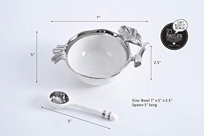 Pampa Bay Get Gifty Bowl and Spoon Set, Silver Pomegranate