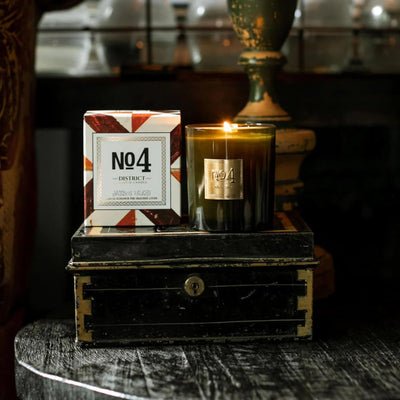 Jackson Vaughn Scented Candle | Aromatherapy Long Lasting Candles Luxury Home Fragrance Decor Gifts Hand Poured Soy Wax Blend Notes of Teakwood, Golden Amber 55 Hour Burn 14.5oz (No. 4 District)