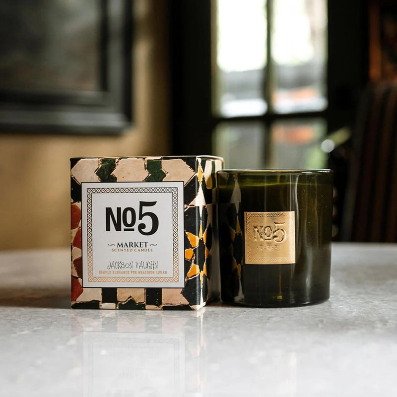Jackson Vaughn Scented Candle | Aromatherapy Long Lasting Candles Luxury Home Fragrance Decor Gifts Hand Poured Soy Wax Blend Notes of Fresh Lavender, Thyme, Basil 55 Hour Burn 14.5oz (No. 5 Market)
