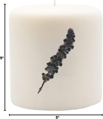 Rosy Rings Pillar Botanical Candle - Aromatherapy Candles, Long Lasting Candles, Home Decor Candle, Luxury Candles (Roman Lavender, 3.5 inch)