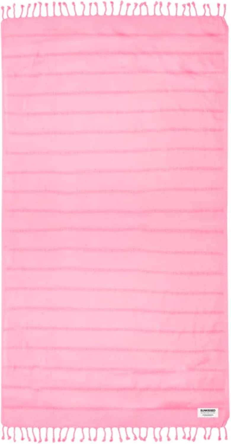 Sunkissed Throw Beach Towel Sand Resistant | 100% Turkish Cotton Throw Cover Wrap, Fast Drying Sand Free, Absorbent, Durable Travel Blanket for Beach, Pool, Sofa, Picnic, Camping 40”x72” (Fiji)