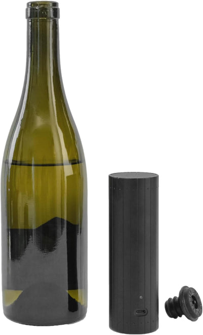 L'atelier Du Vin Gard'Vin Electric Wine Bottle Vacuum Pump - Luxury Wine Sommelier Accessory Removes Air & Helps Preserve Fine Wines, Includes 3 Valve Sealers Wine Tasting Gifts Made In France (Black)