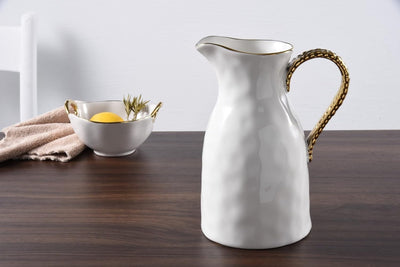 Pampa Bay Golden Salerno Titanium-Plated Porcelain Water Pitcher, 8.25 x 6.25 x 4.75in