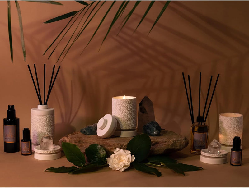 Van Dang Crystal Stone Meditation Set Tourmaline | Diffuser Oil Dropper Aromatherapy | Luxury Spiritual Home Decor Fragrance Gift Notes of Lavandin Nutmeg Tobacco Suede Vanilla (Night Harvest)