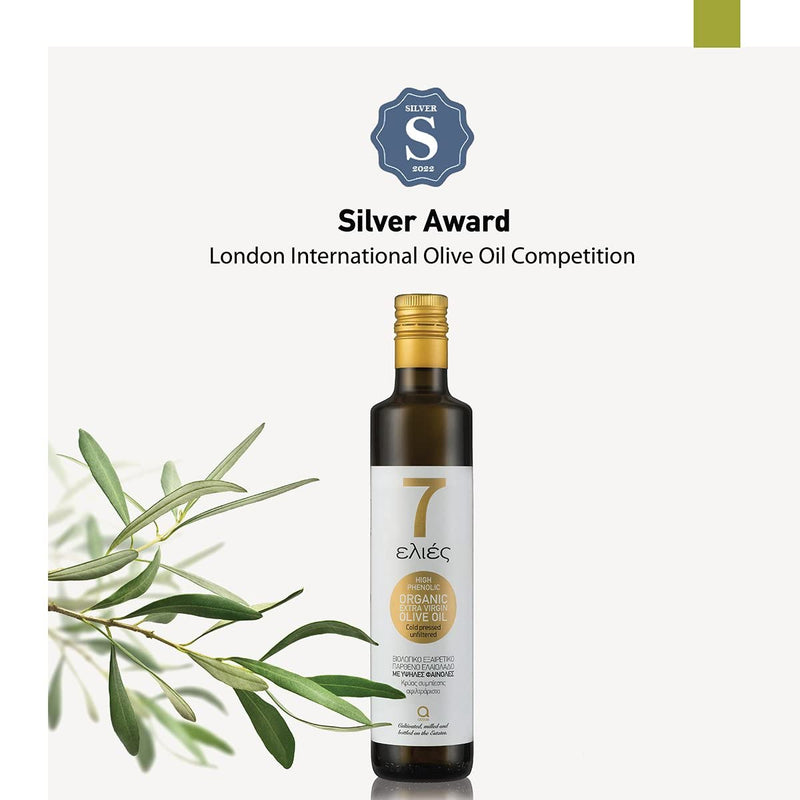 Atsas 7 Olive Oil High in Polyphenols - Organic Extra Virgin Olive Oil - Unfiltered Cold Pressed - New Harvest - 16.9 fl oz