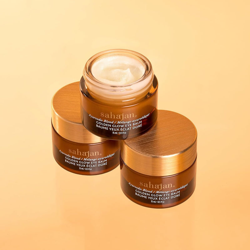 Sahajan Golden Glow Eye Balm | Anti-Aging Cream Reduce Dark Under Eye Circles, Eye bags, Wrinkles, Fine Lines Softens, Firms & Restores Skin Elasticity Made With Ghee, Gotu Kola, & Rose Oil .5oz