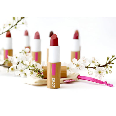 Zao Classic Lipstick Lustrous Moisturizing Creamy Formula Bamboo Case Long Lasting Intense Color Ultra Pigmented High Impact Makeup Lip Color Organic Pomegranate Extract & Shea Butter 3.5gr (476)