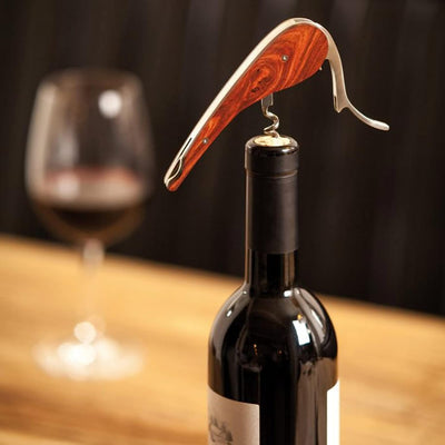 L'atelier Du Vin Soft Machine Nomad Rosewood Handle - Luxury Wine Corkscrew Sommelier Premium Hand Made Wine Bottle Opener Key with Fawn Leather Case & Gift Box Wine Tasting, Bartenders Made in France