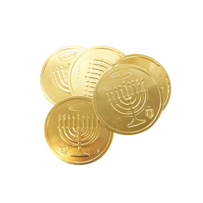 Rite Lite Hanukkah Gelt Chocolate Bulk 24 Pack in Display Box Belgian Milk Chocolate Gold Foiled Menorah Extra Large Coins Kosher Dairy Chanukah Gelt Jewish Holiday Party Favors Judaica Hostess Gifts