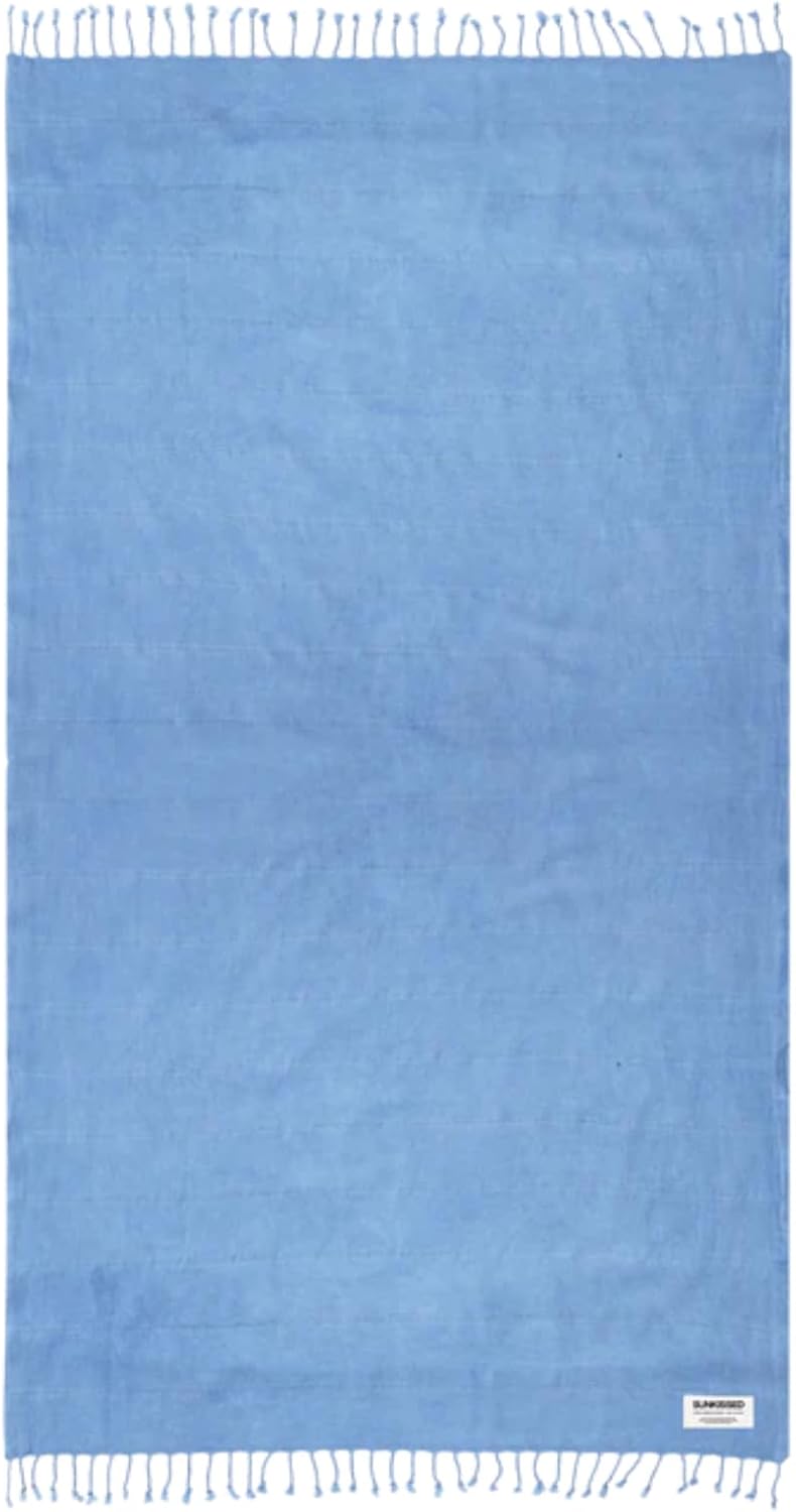 Sunkissed Throw Beach Towel Sand Resistant | 100% Turkish Cotton Throw Cover Wrap, Fast Drying Sand Free, Absorbent, Durable Travel Blanket for Beach, Pool, Sofa, Picnic, Camping 40”x72” (Mykonos)