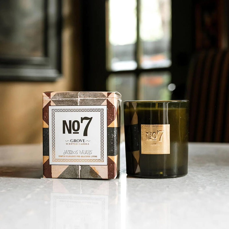 Jackson Vaughn Scented Candle | Aromatherapy Long Lasting Candles Luxury Home Fragrance Decor Gifts Hand Poured Soy Wax Blend Notes of Fresh Lemon, Basil, Sea Salt 55 Hour Burn 14.5oz (No. 7 Grove)