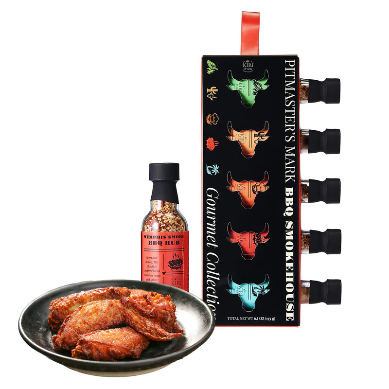 Kiri & Sons Bull Smokehouse Small Sampler Set of 5 | Premium BBQ Rub Spice Gift Set Gourmet Blends | Seasoning Collection for Grilling and Barbecue | Cooking Kit for Home Kitchen and Backyard