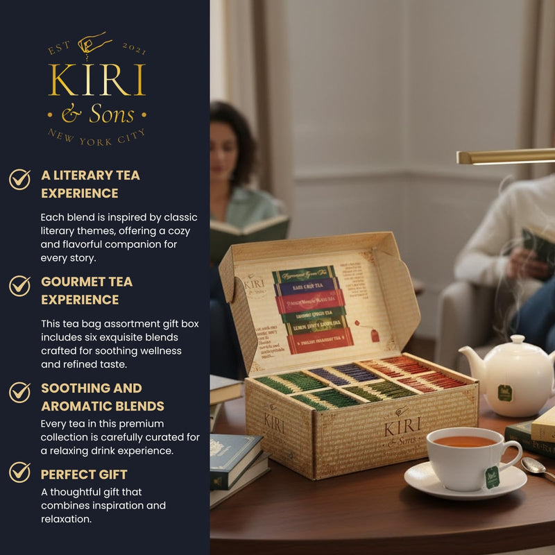 Book Lovers Tea Collection by Kiri & Sons, 90 Count Literary Tea Bags Gift Box | Book Club Library Gifts for Women Readers Writers Librarians | Bookish Tea Set, Bookworm Lovers & Reading Enthusiasts