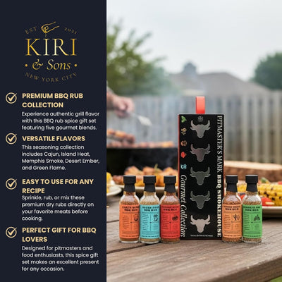 Smokehouse Pitmasters BBQ Rubs Gift Set – 5 Gourmet Seasoning Blends Including Cajun, Caribbean, Memphis, Southwest | Barbecue Spice Collection for Grilling & Smoking | Great Gift for Dads, Husbands