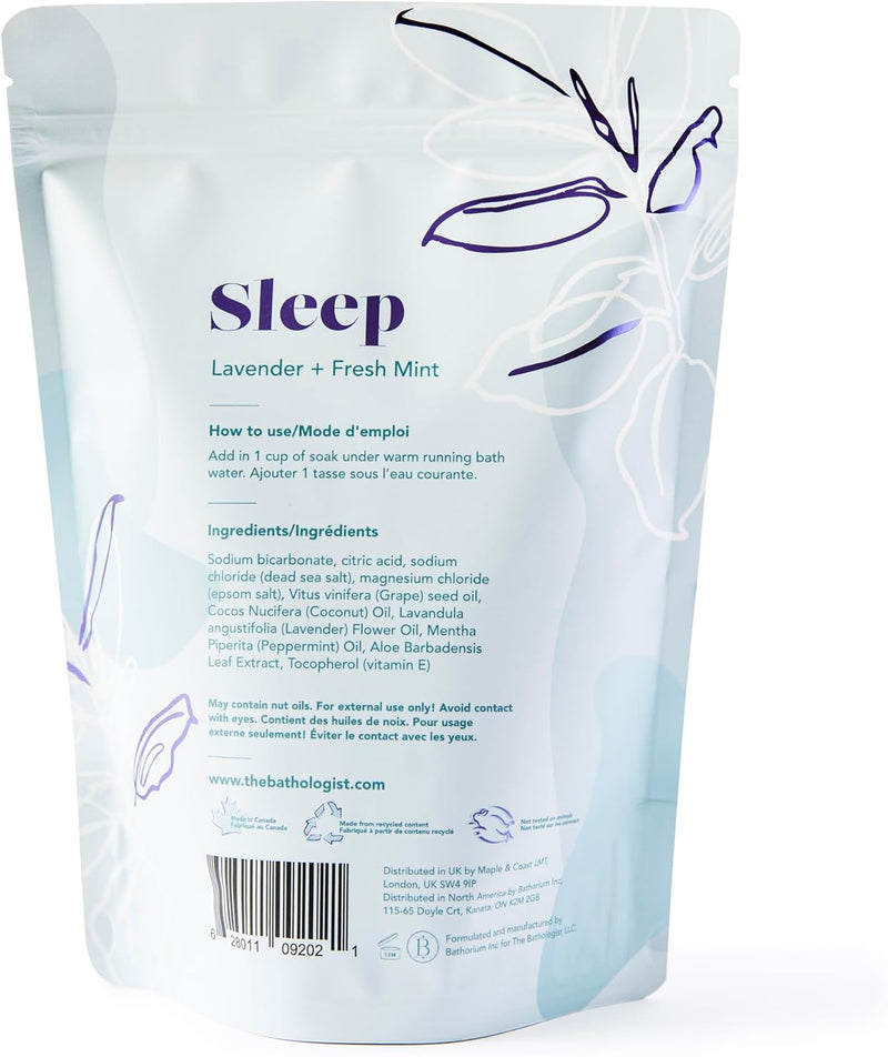 The Bathologist Sleep Fizzy Bath Soak, Made with Magnesium Sulfate, Dead Sea Salt & Aloe Botanicals, Lavender & Fresh Mint for Restful Sleep and Stress Relief, Approximately 5 Baths, 32 oz