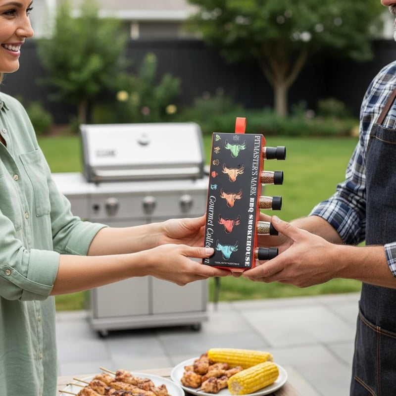 Smokehouse Pitmasters BBQ Rubs Gift Set – 5 Gourmet Seasoning Blends Including Cajun, Caribbean, Memphis, Southwest | Barbecue Spice Collection for Grilling & Smoking | Great Gift for Dads, Husbands