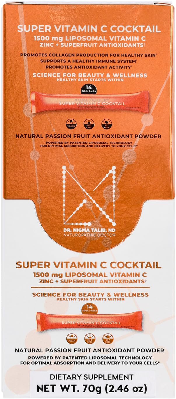 Super Vitamin C Cocktail Powder | Science-Based Beauty and Wellness | Powerful Combo of Vital Nutrients to Support Optimal Health and Vitality | 14 Servings | 2.46 oz