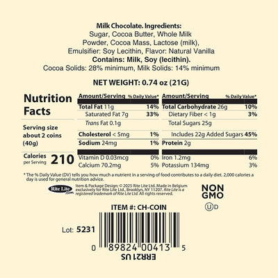 Rite Lite Hanukkah Gelt Chocolate Bulk 24 Pack in Display Box Belgian Milk Chocolate Gold Foiled Menorah Extra Large Coins Kosher Dairy Chanukah Gelt Jewish Holiday Party Favors Judaica Hostess Gifts