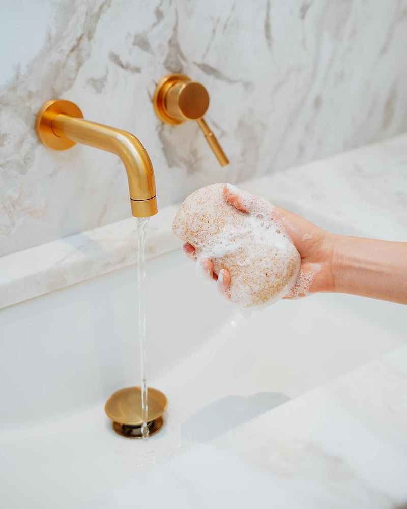 Konjac Walnut Shell Body Sponge – Gently Cleanses Skin, Ideal for Daily Use, Made with Hand-Harvested Asian Konjac Root, Softens & Revitalizes, 1 Sponge