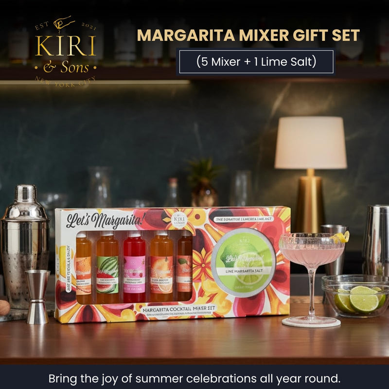 Cocktails, Margarita Mixer Gift Set – 6 Set, Easy-Mix Variety Fruity Drink Mixes & Lime Rimming Salt | Premium Bar Essentials, Home Entertaining | Fun, Vegan and Vegetarian, Party Gift Cocktail Lovers