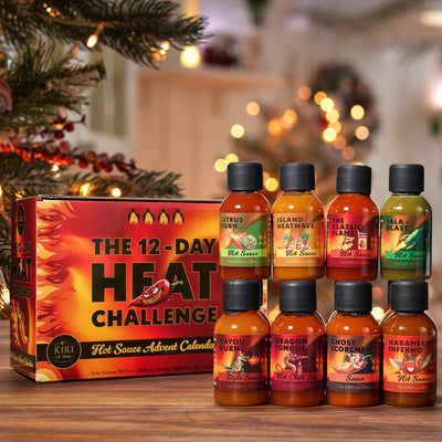 Kiri & Sons Hot Sauce Advent Calendar 12-Pack | Gourmet Spicy Gift Set with Chili Pepper Variety | 12-Day Heat Challenge for Food Lovers and Chefs | Premium Condiment Collection for Cooking Grilling