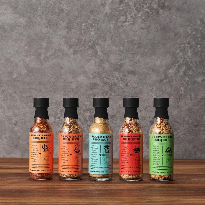 Kiri & Sons Bull Smokehouse Small Sampler Set of 5 | Premium BBQ Rub Spice Gift Set Gourmet Blends | Seasoning Collection for Grilling and Barbecue | Cooking Kit for Home Kitchen and Backyard