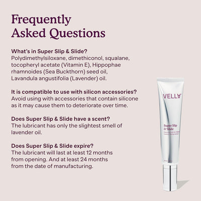 Vella Super Slip & Slide Non-Greasy Silicone Based Glide for Women & Couples, Feminine Care, Intimate Body Glide with Luxury Skincare Ingredients Squalane & Sea Buckthorn for Lasting Hydration