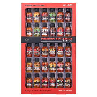 Hot Sauce Gift Set of 30 – Master Collection Variety Sampler Box, Assorted Gourmet Flavors, Spicy Chili Pepper Pack for Cooking, Grilling & Dipping | Heat Challenge Gift for Men, Food & Spice Lovers