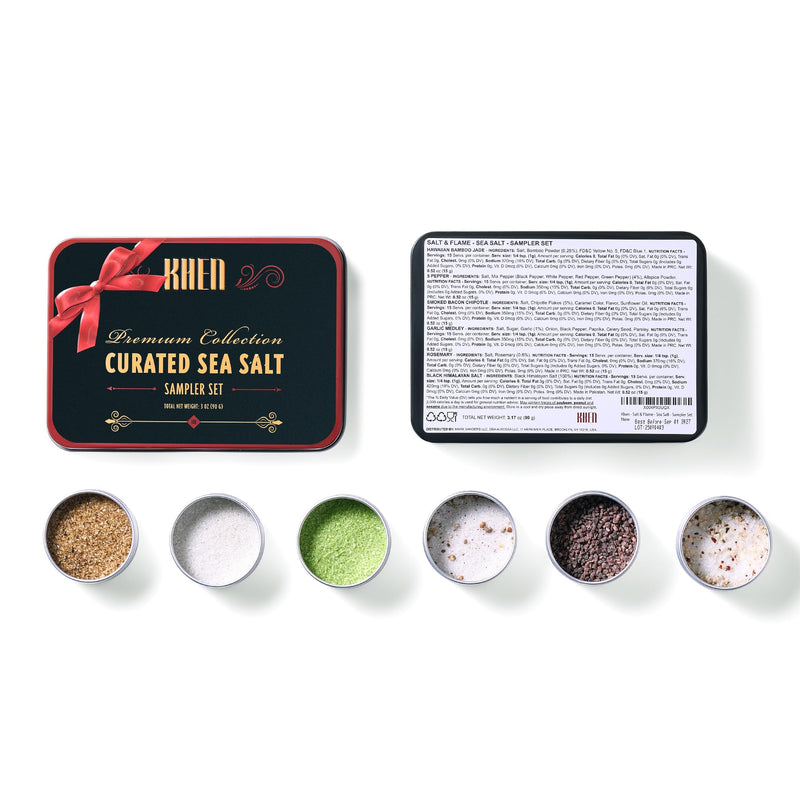 Curated Sea Salt Gift Set of 6 – Gourmet Chefs Collection Finishing Seasoning Variety Pack - Tin Gift Box | Sampler Cooking, Grilling & Baking | Assorted Natural Blends Foodies & Special Occasions