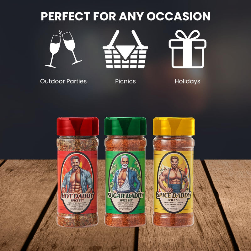 Daddy Spice Rub BBQ Gift Set - Hot Dad, Dady Barbecue Seasoning, Father&