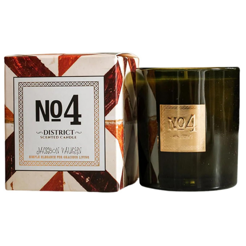 Jackson Vaughn Scented Candle | Aromatherapy Long Lasting Candles Luxury Home Fragrance Decor Gifts Hand Poured Soy Wax Blend Notes of Teakwood, Golden Amber 55 Hour Burn 14.5oz (No. 4 District)