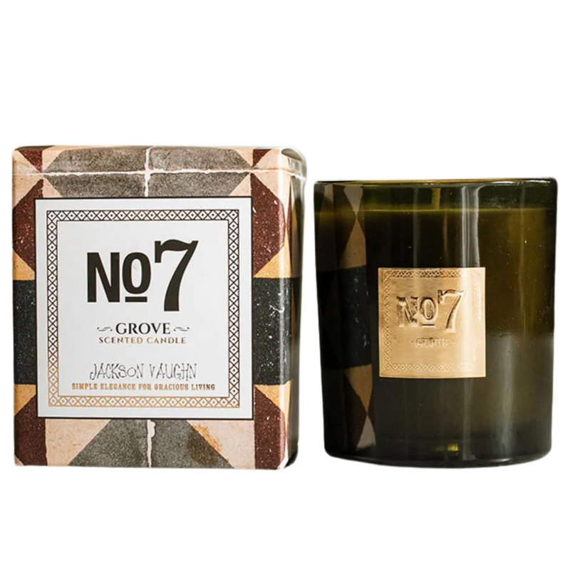 Jackson Vaughn Scented Candle | Aromatherapy Long Lasting Candles Luxury Home Fragrance Decor Gifts Hand Poured Soy Wax Blend Notes of Fresh Lemon, Basil, Sea Salt 55 Hour Burn 14.5oz (No. 7 Grove)