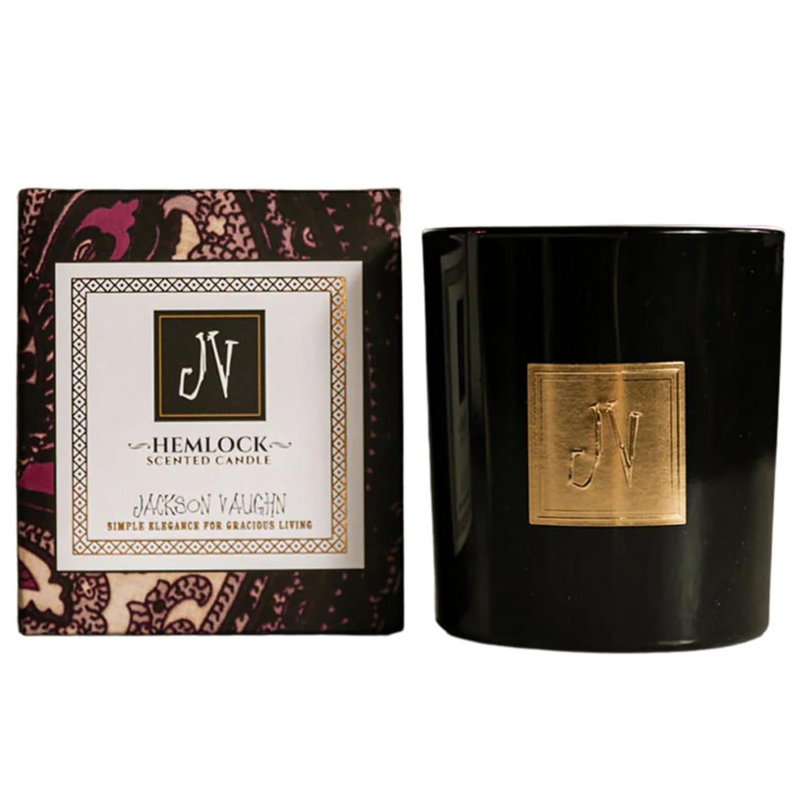 Jackson Vaughn Scented Candle | Aromatherapy Long Lasting Candles Luxury Home Fragrance Decor Gifts Hand Poured Soy Wax Notes of Leather, Tobacco, Mahogany Bark, Agarwood 55 Hour Burn 14.5oz (Hemlock)