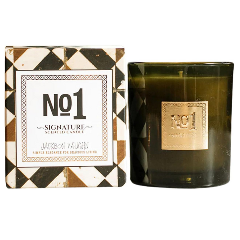 Jackson Vaughn Scented Candle | Aromatherapy Long Lasting Candles Luxury Home Fragrance Decor Gifts Hand Poured Soy Wax Blend Notes of Eggplant, Sandalwood, Basil 55 Hour Burn 14.5oz (No.1 Signature)