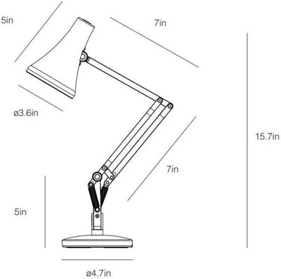 90 Mini Mini Desk Lamp with Dimming Bulb, USB Power Cable, Aluminum Shade & Arms, Anodised Satin Finish Chrome Plated Fittings Perfect for Small Spaces Office Home Decor Gifts (Kelp Green)