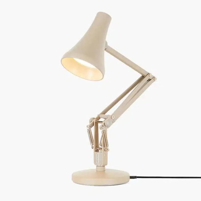 90 Mini Mini Desk Lamp with Dimming Bulb, USB Power Cable Aluminum Shade & Arms Anodised Satin Finish Chrome Plated Fittings Perfect for Small Spaces Office Home Decor Gifts (Biscuit Beige)