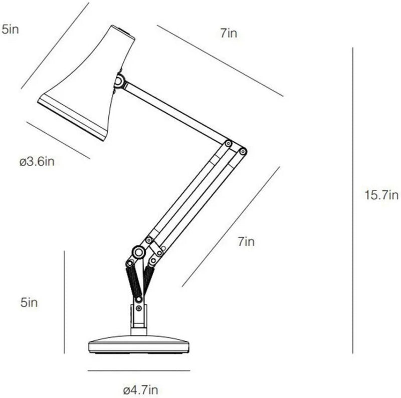 90 Mini Mini Desk Lamp with Dimming Bulb, USB Power Cable Aluminum Shade & Arms Anodised Satin Finish Chrome Plated Fittings Perfect for Small Spaces Office Home Decor Gifts (Biscuit Beige)