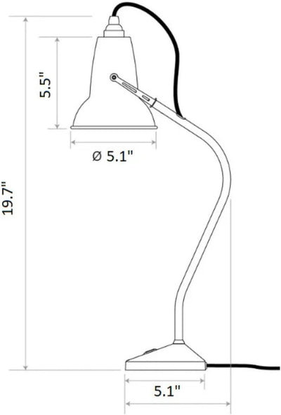 Original 1227 Mini Table Lamp | Gloss Paint Finish Cast Iron Base Steel Shade & Profiled Arm Chrome Plated Fittings Push Switch for Office Home Decor Bedroom Reading Lamp (Linen White)