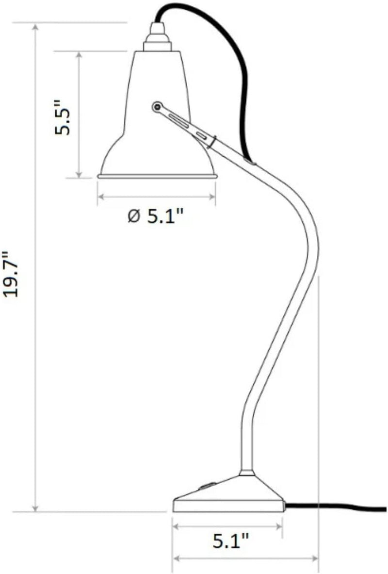 Original 1227 Mini Table Lamp | Gloss Paint Finish Cast Iron Base Steel Shade & Profiled Arm Chrome Plated Fittings Push Switch for Office Home Decor Bedroom Reading Lamp (Linen White)
