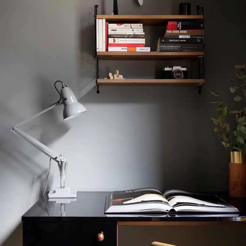 Original 1227 Desk Lamp | Gloss Paint Finish Cast Iron Base Aluminum Shade & Arms Steel Cover Chrome Plated Fittings Adjustable for Office Home Decor Bedroom Reading Lamp (Linen White)