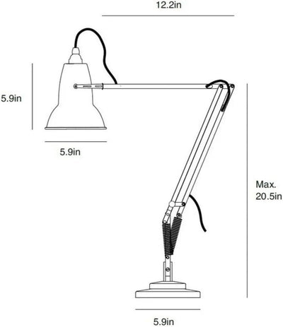 Original 1227 Desk Lamp | Gloss Paint Finish Cast Iron Base Aluminum Shade & Arms Steel Cover Chrome Plated Fittings Adjustable for Office Home Decor Bedroom Reading Lamp (Linen White)