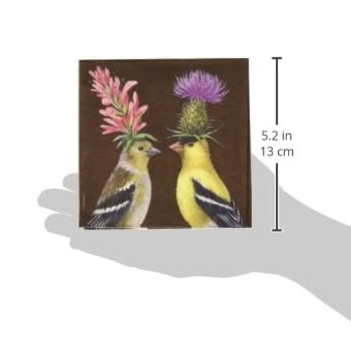 Paperproducts Design Vicki Sawyer Cocktail Napkins - Decorative Paper Beverage Napkins for Dinner, Birthdays, Parties, Gifts, Celebrations - 5" x 5" Pack of 20 - Goldfinch Couple Design