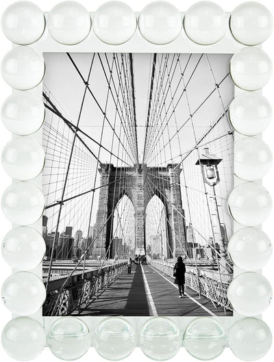 TIZO Design 5x7 Crystal Clear Glass Picture Frame, Boutique Quality Photo Frame (Single Row Bubbles)