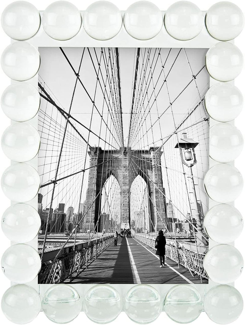 TIZO Design 5x7 Crystal Clear Glass Picture Frame, Boutique Quality Photo Frame (Single Row Bubbles)