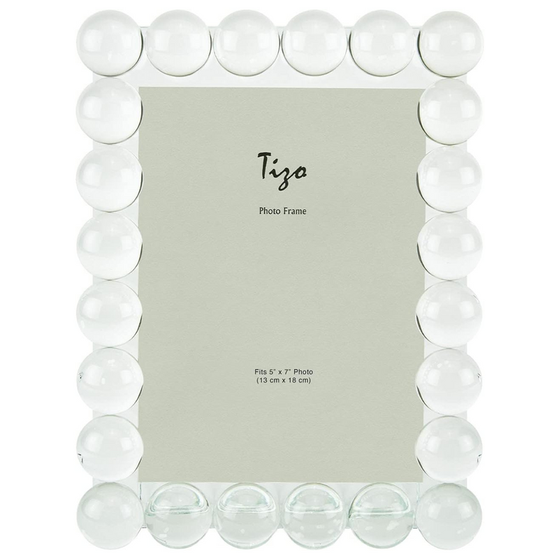 TIZO Design 5x7 Crystal Clear Glass Picture Frame, Boutique Quality Photo Frame (Single Row Bubbles)