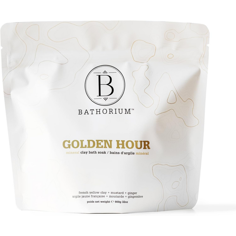 Golden Hour Mud Mineral Soak – Bath Soak with French Grey Sea Salt, French Yellow Clay, Cold-Pressed Mandarin and Marjoram Extract, Relaxation & Self-Care, Approximately 3 Baths, 32 oz