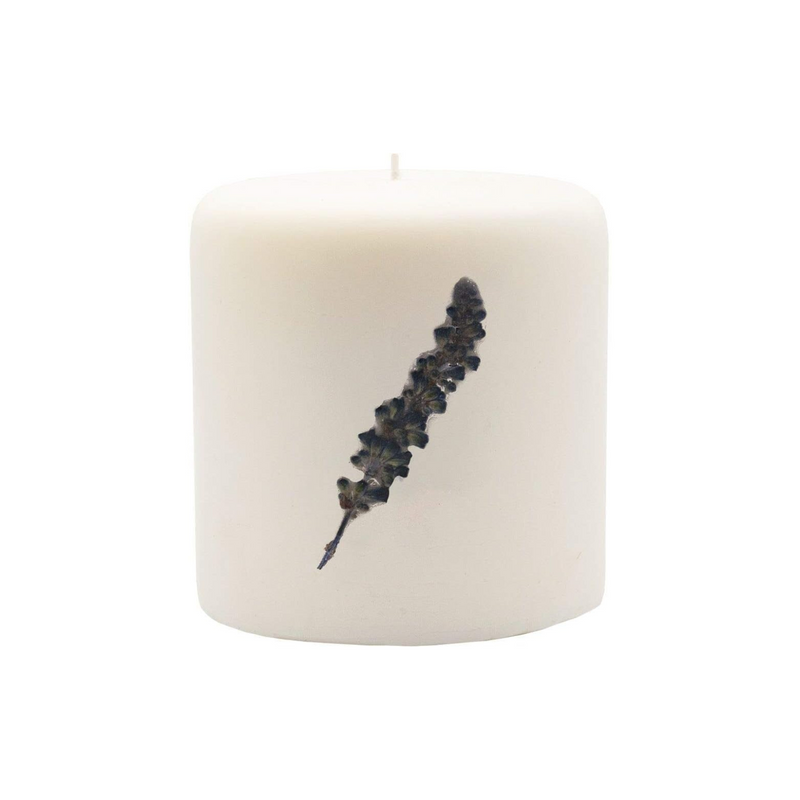 Rosy Rings Pillar Botanical Candle - Aromatherapy Candles, Long Lasting Candles, Home Decor Candle, Luxury Candles (Roman Lavender, 3.5 inch)