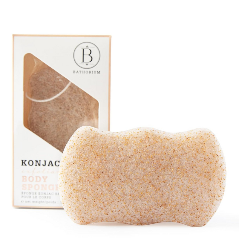 Konjac Walnut Shell Body Sponge – Gently Cleanses Skin, Ideal for Daily Use, Made with Hand-Harvested Asian Konjac Root, Softens & Revitalizes, 1 Sponge